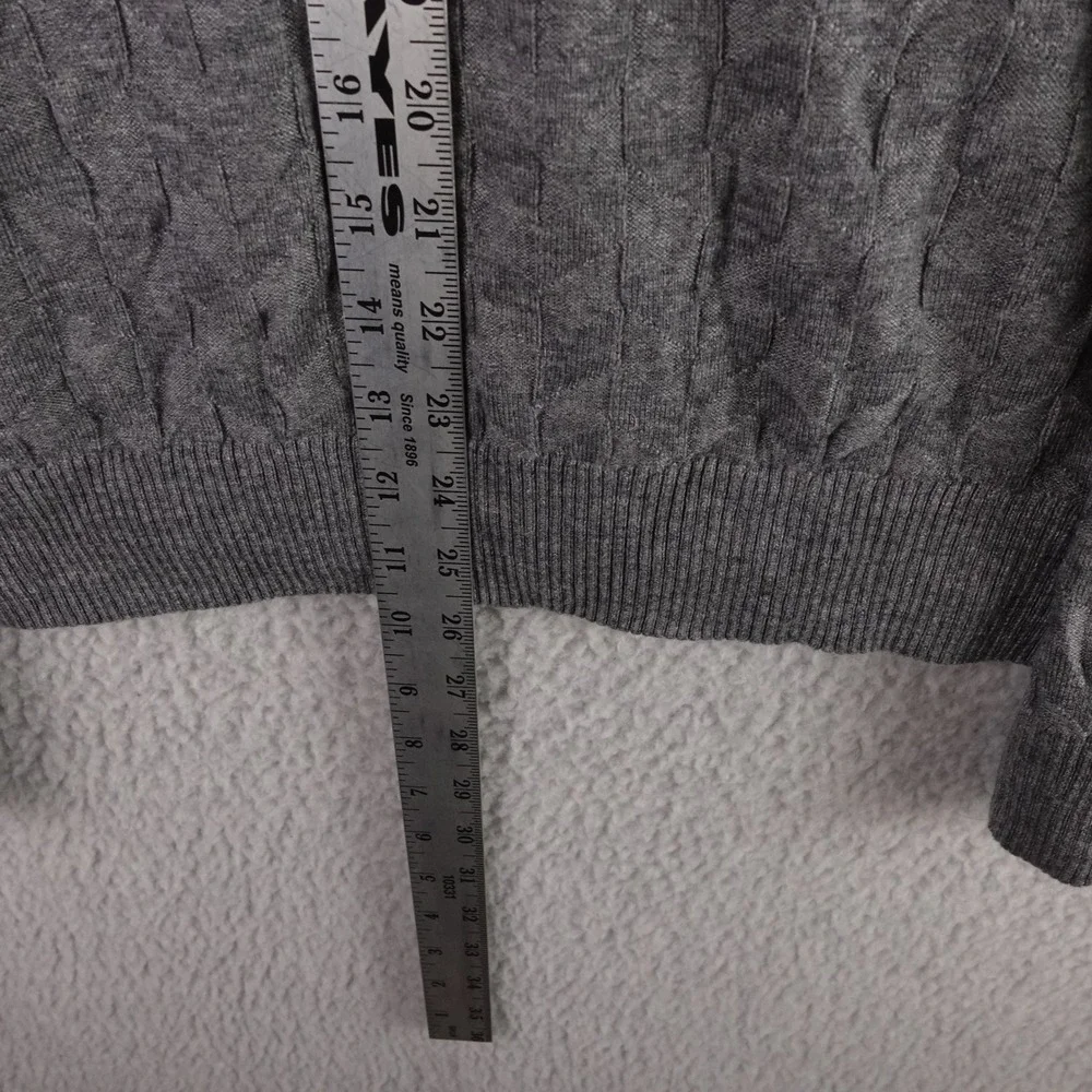 Robert Graham Mens Grey Cable Knit Quarter Zip Wool Blend Sweater Size‎ M